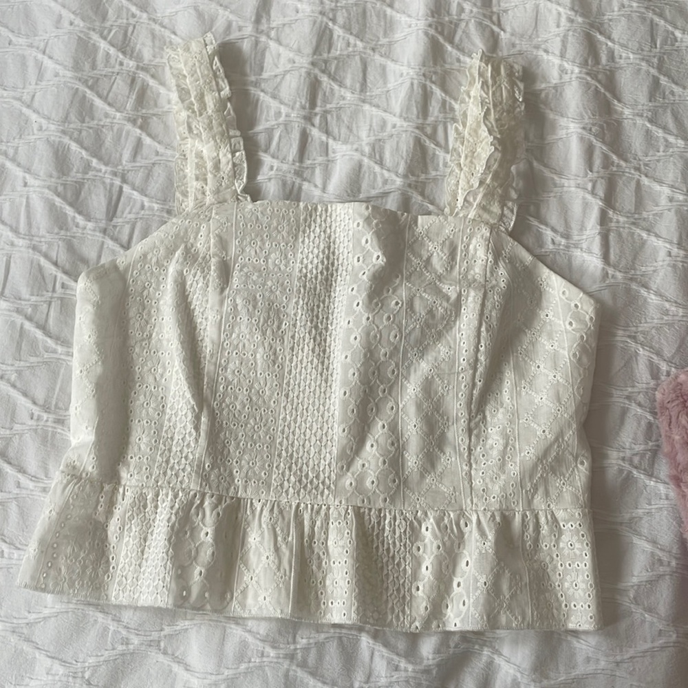 NWT Lace Detail White Tank Top